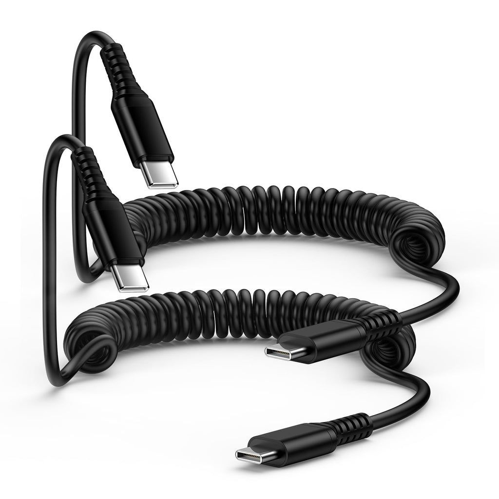  [AUSTRALIA] - Android Auto Cable USB C Coiled Samsung Phone Charger Cable for Samsung Galaxy A54/A14 5G/A24/A34/A53 5G/A23/A13/A03S/S23 Ultra/S22/S21/S20/A32, 6ft Retractable Type C to C Fast Charging Cord for Car