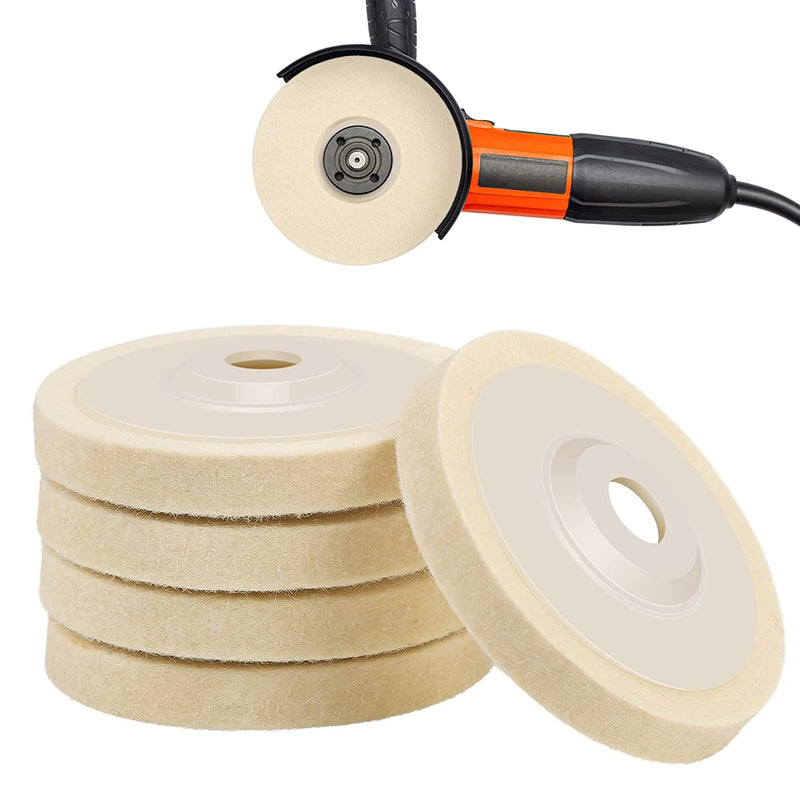  [AUSTRALIA] - Angle grinder wool buffing disc, pack of 5, for polishing discs for drills, angle grinders, grinding tools, durable, wear-resistant polishing discs.