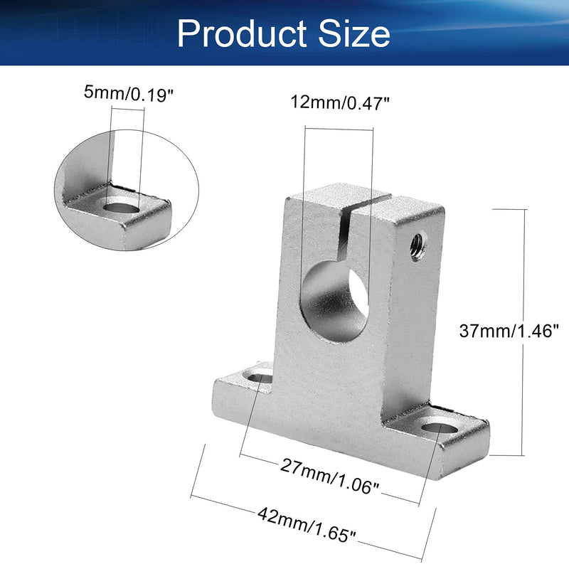  [AUSTRALIA] - Bettomshin 4Pcs Aluminum Alloy SK12 Linear Clamping Rod Rail Shaft Support Guide Motion for 0.47inch Diameter Shaft 4