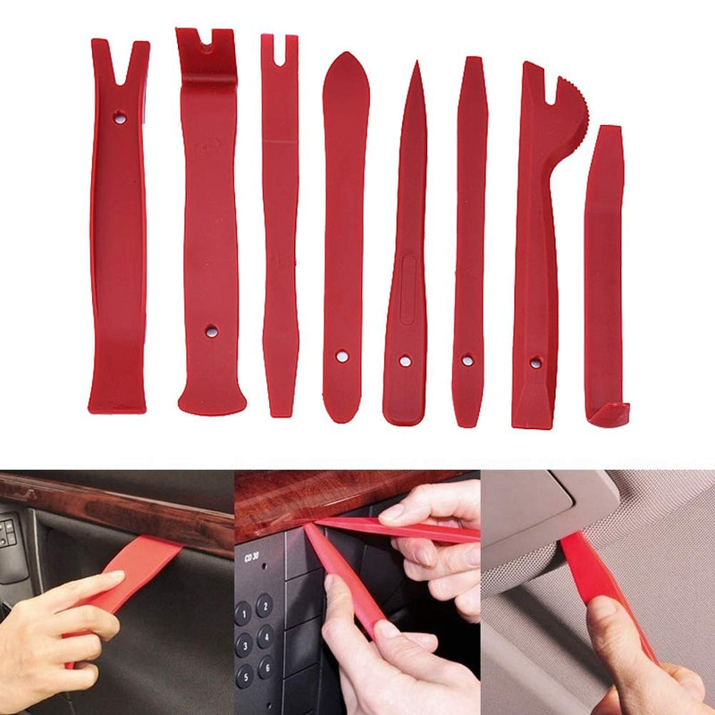  [AUSTRALIA] - Qiilu 13-Pc Set Trim Removal Pry Bar Panel Door Interior Clip Remover with Pliers Tool Kit