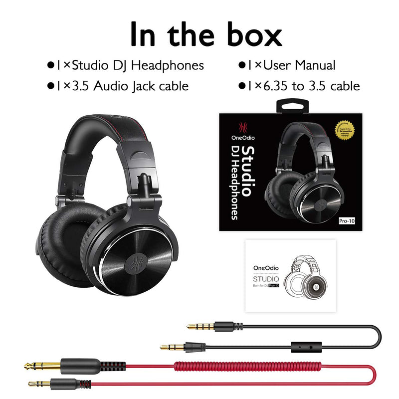  [AUSTRALIA] - OneOdio Wired Over Ear Headphones Hi-Res Studio Monitor & Mixing DJ Stereo Headsets with 50mm Neodymium Drivers and 1/4 to 3.5mm Audio Jack for AMP Computer Recording Phone Piano Guitar Laptop - Black