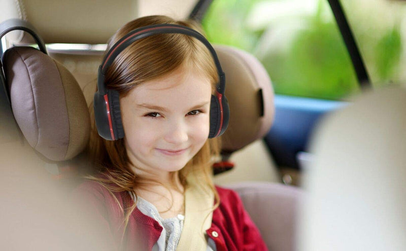  [AUSTRALIA] - SIMOLIO Dual Channels IR Transmitter w/Optical in & IR Wireless Headphones w/Storage Bag for Car&TV& PC,Car Headphones for Kids w/ 3.5mm Aux Cord, Automotive IR Headphone, Car DVD Infrared Headphone
