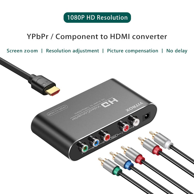  [AUSTRALIA] - Component to HDMI Converter Upscaler, YPbPr to HDMI Converter Upscaler Support 1080P for Wii, PS2, PS3, Xbox 360, Blu ray Player, DVD and More