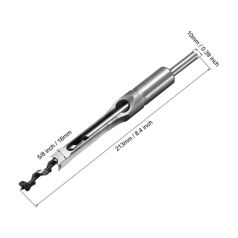  [AUSTRALIA] - uxcell Square Hole Drill Bits for Wood 5/8" x 213mm Mortising Chisel Bit Auger Spur Cutter Tool for Woodworking Carpentry Drilling Tool