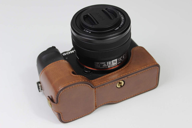  [AUSTRALIA] - A7C Case, BolinUS Handmade PU Leather Fullbody Camera Case Bag Cover for Sony Alpha A7C with 28-60mm Lens Bottom Opening Version + Neck Strap + Mini Storage Bag (Coffee) Coffee