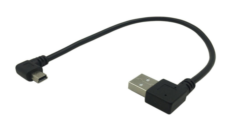  [AUSTRALIA] - CERRXIAN 9Inch Mini USB Cable Combo Mini USB Right Angle Male to USB Type A 2.0 Left Angle Male Data Sync and Charge Cable (Black)(2-Pack) LR USB A Left-mini usb right