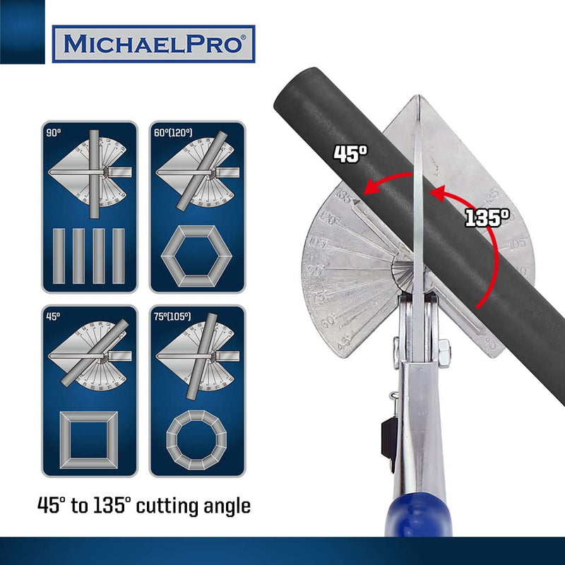  [AUSTRALIA] - MichaelPro MP010021 Premium Multi Angle Miter Shear Cutter 45 Degree To 135 Degree Cutting Angle, Use on Wood, Vinyl, Trim, Base, Shoe Molding, Trunking/Wire Troughs, Plastics/Rubber, Soft-Cut Corners