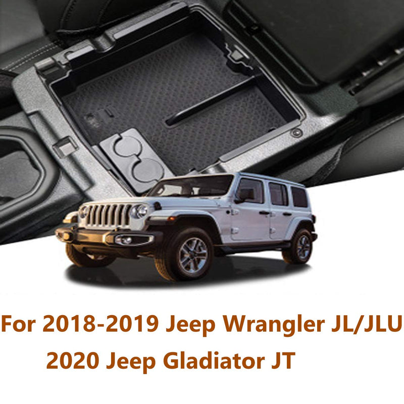  [AUSTRALIA] - TTCR-II Centre Console Organizer Tray for Jeep Wrangler JL/JLU 2018/2019/2020 and Jeep Gladiator 2020, Console Armrest Storage Box Tray with Coin Container