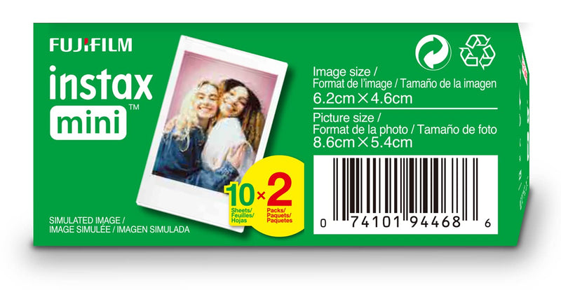  [AUSTRALIA] - Fujifilm Instax Mini Instant Film Twin Pack (White) 20 Film Pack Standard Film Packs
