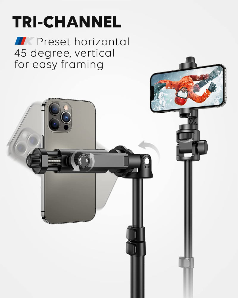  [AUSTRALIA] - 𝙉𝙚𝙬𝙚𝙨𝙩 Kaiess Tripod for iPhone - 60" Phone Tripod Stand with Remote, Lightweight iPhone Tripod Stand & Selfie Stick Tripod with Remote, Fit for iPhone 14/13/12 Pro Max/Samsung/Camera/GoPro