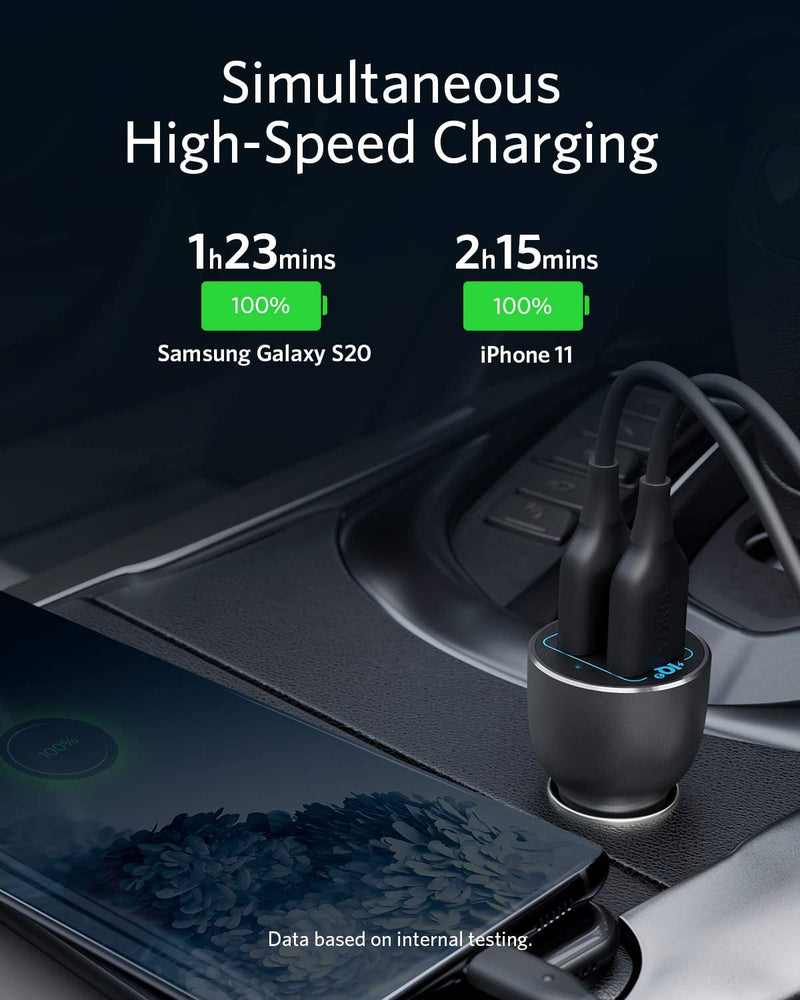  [AUSTRALIA] - Anker Car Charger, 36W Metal Dual USB Car Charger Adapter & Anker 6ft Premium Nylon Lightning Cable [2-Pack], MFi Certified for iPhone Chargers