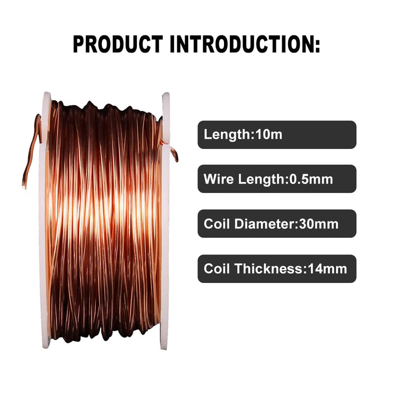  [AUSTRALIA] - Copper wire, 0.5mm x 10m enameled copper wire, insulated magnet wire for making an electromagnet motor model