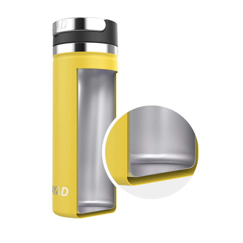  [AUSTRALIA] - Nayad Roamer Stainless Steel Vacuum Insulated Thermos Bottle, Automotive Cup Holder Compatible Travel Coffee Mug Water Bottle with Lid for Iced Cold/Hot Drinks (18 oz, Neon Yellow) 18 oz