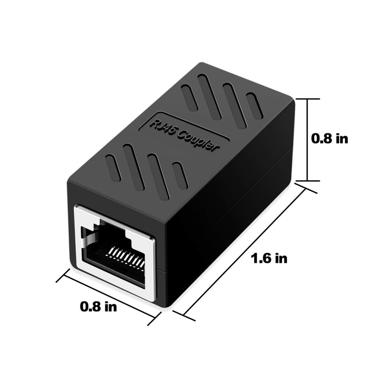 Dingsun RJ45 Coupler, 4 Pack Cat5 Coupler with 8pcs RJ45 Connector Ethernet Cable Coupler for Cat5 Cat5e Cat6 Cat6e Cat7, Support 100BASE-TX (Black-4 Pack) Black RJ45 Coupler 4pcs - LeoForward Australia