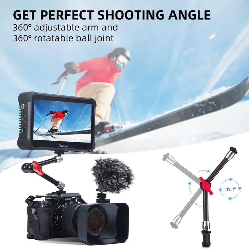 [AUSTRALIA] - TOAZOE 11 Inch Adjustable Articulating Friction Magic Arm with Both 1/4" Thread Screw Compatible with DSLR Camera, LCD Monitor, Fill Light Single Magic Arm