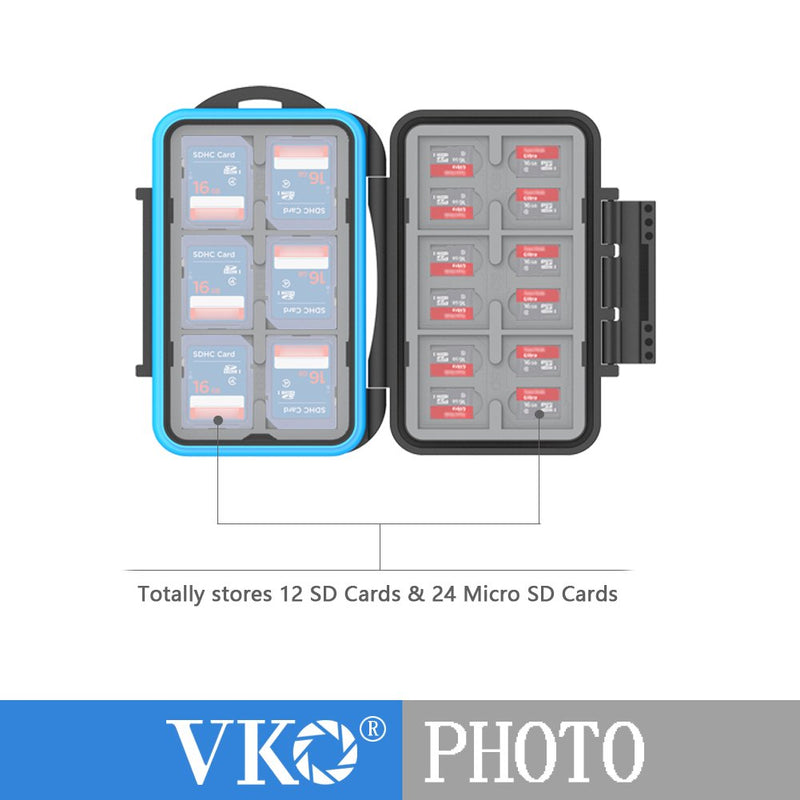 VKO SD SDHC SDXC Micro SD TF Memory Card Case Holder Organizer Carrying Box Keeper,Shockproof Storage Protector Cover for Computer Camera Media 12 SD Cards(36 Slots) - LeoForward Australia