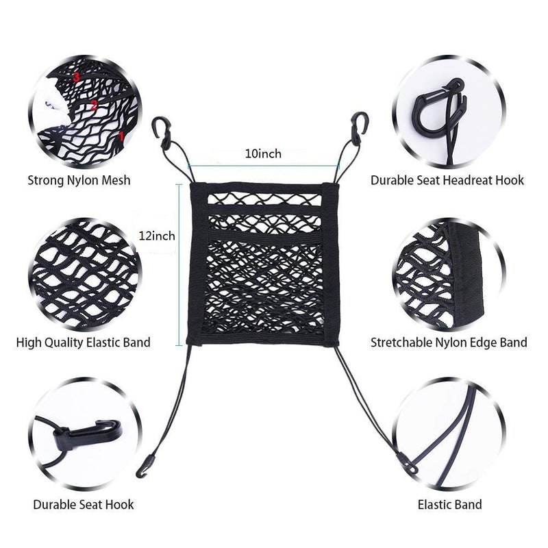  [AUSTRALIA] - MagiqueW Car Seat Storage Mesh/Organizer - 3 Lays Back Seat Elastic Cargo String Net Pouch Holder for Bag Luggage Pets Kids Barrier Disturb Stopper