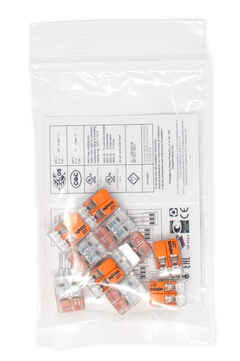  [AUSTRALIA] - Wago 221-612 LEVER-NUTS 10AWG 2 Conductor Compact Wire Connectors 10 PK Pack of 10