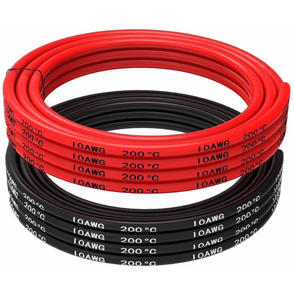  [AUSTRALIA] - MMOBIEL Battery Electric Cable 10 AWG 6mm² Red and Black 2.5m/8.2ft Silicone Cable with 1050 Core Core Strands for RC Drone Airplane Truck Car Battery Clamp Cable 2.5m 10Awg