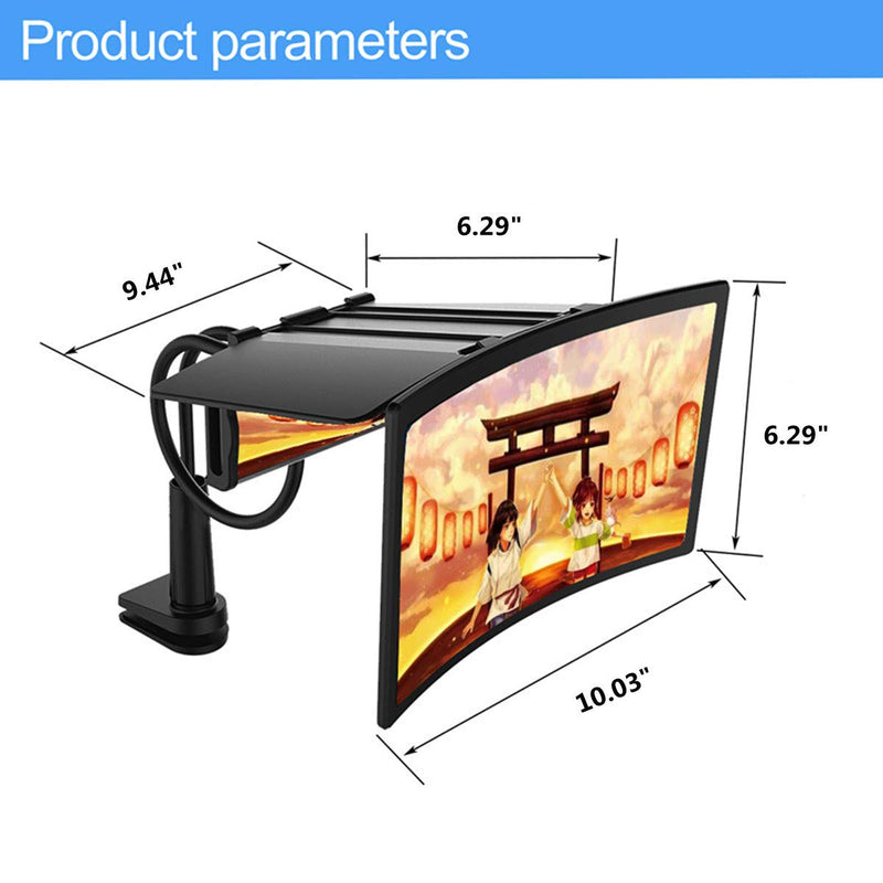 12'' Phone Screen Magnifier Cell Phone 6D HD Anti-Blue Light Amplifier Screen Enlarger for Movies, Videos, and Gaming Compatible with All Smartphones Black - LeoForward Australia