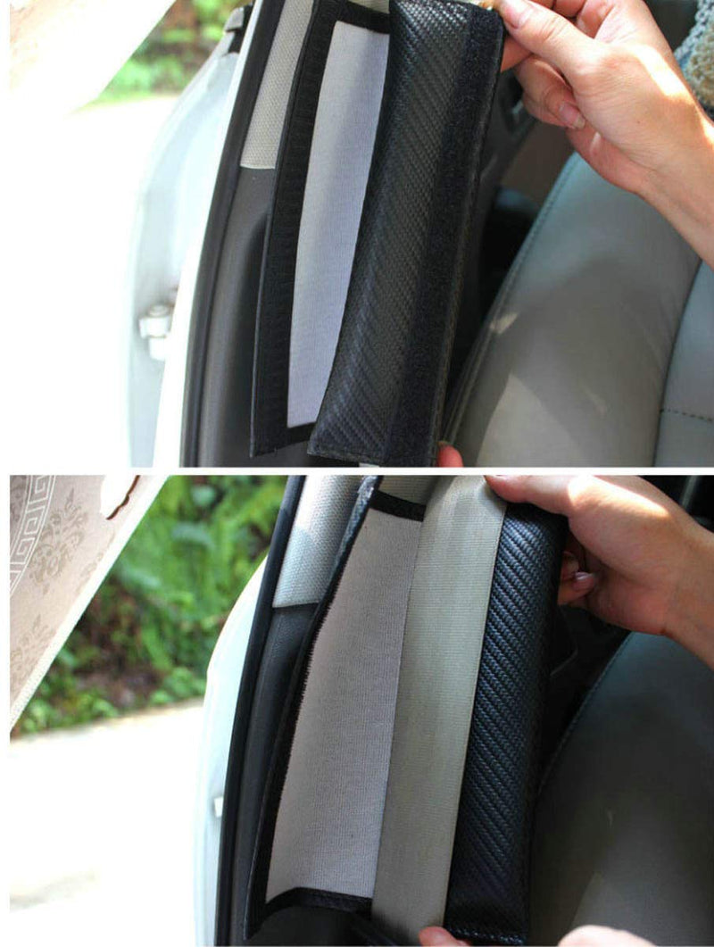  [AUSTRALIA] - Auggies Corvette Flag Z06 Carbon Fiber Embroidery Car Seat Belt Covers Leather Shoulder Pads for Chevy Corvette