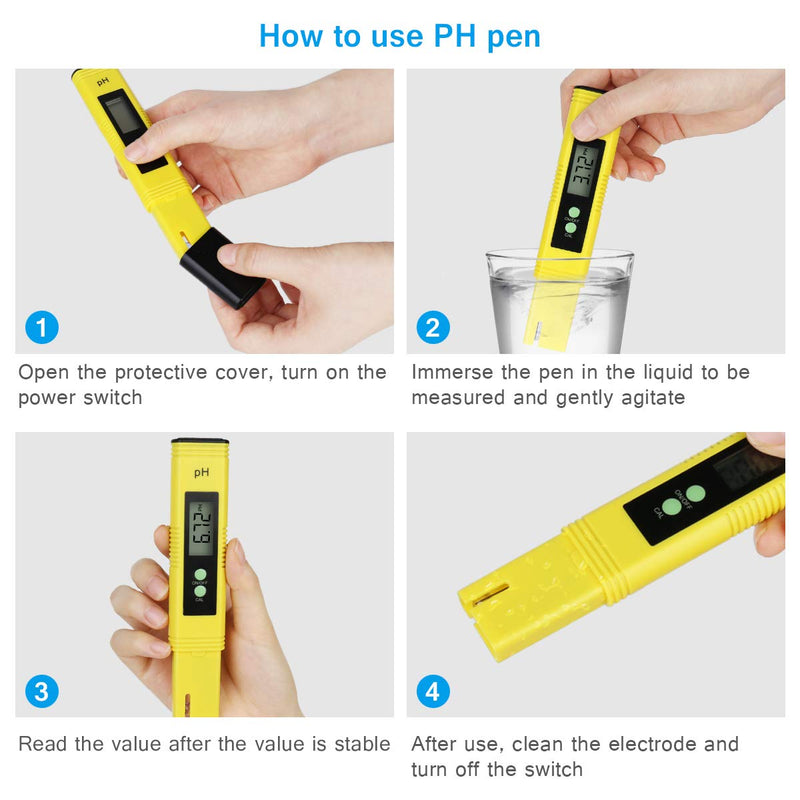 TDS & PH Meter ， High Accuracy Water Quality Tester ，0.01ph High Accuracy 0-14 PH Measurement Range/- 2% Readout Accuracy 3-in-1 TDS EC Temperature Meter，Digital ph Meter for Water Yellow+white - LeoForward Australia