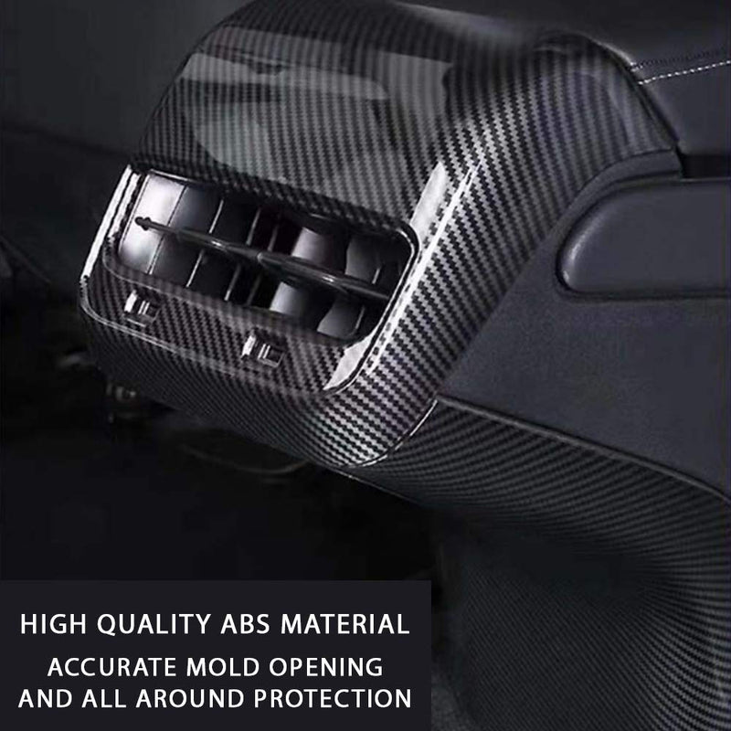  [AUSTRALIA] - CoolKo Custom Fit Anti Kick Trim Car Rear Console Center Air Conditioner Vent Outlet Frame Cover Compatible with Model 3 - Carbon Fiber Pattern