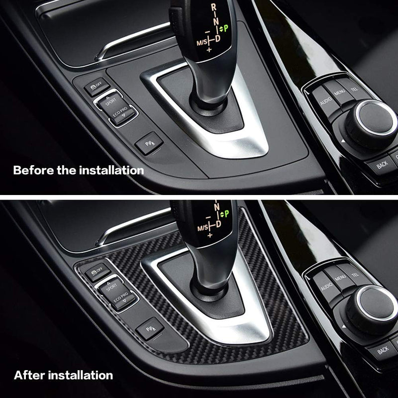 BLAKAYA Compatible with Carbon Fiber Center Control Gear Shift Panel Cover Trim for BMW 3 4 Series GT F30 F32 F34 F36 2013 2014 2015 2016 2017 2018 2019(Black - LeoForward Australia