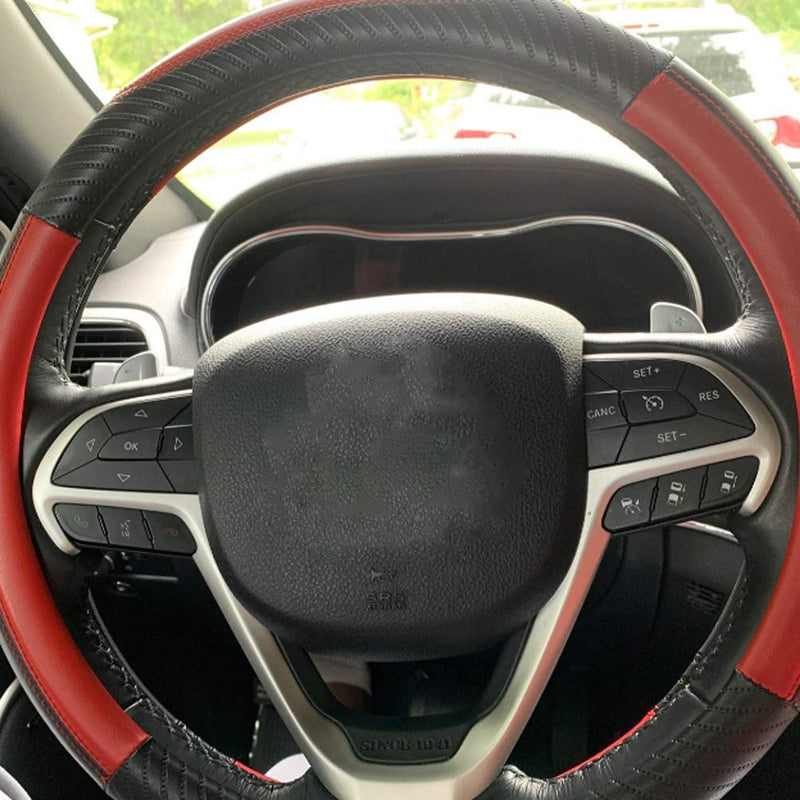ZATOOTO Car Steering Wheel Cover Leather - Soft Red Microfiber Leather Sport Universal 15 inch for Women Men - LeoForward Australia
