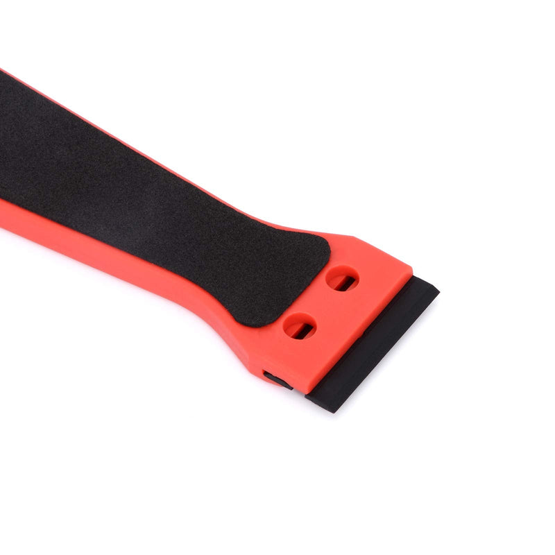  [AUSTRALIA] - FOSHIO 6 Inch Plastic Scraper with 20 PCS Plastic Razor Blades, Scraper Tool for Sticker, Gasket, Label Remover (Red) Red