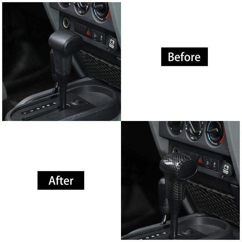 RT-TCZ Gear Shift Knob Handle Cover ABS Full Trim Frame Bezel Interior Accessories for Jeep Wrangler 2007-2010 JK JKU Sport X Sahara Rubicon Carbon Fiber - LeoForward Australia