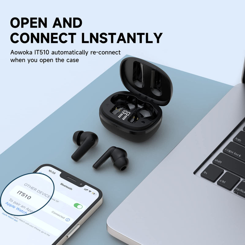  [AUSTRALIA] - Wireless Earbuds, Bluetooth Headphones 5.3, HiFi Sound Quality, Bluetooth Earbuds with 4 HD Mics, 35H with USB-C Charing Case, Earphones with Touch Control, LED Display, IPX7 Waterproof Black