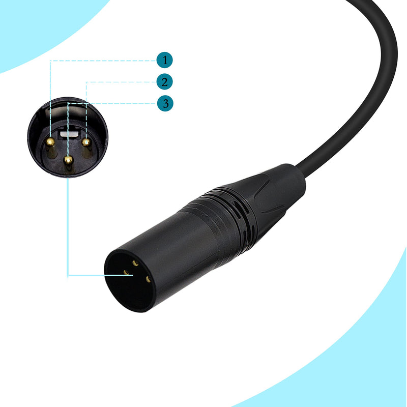  [AUSTRALIA] - PNGKNYOCN 1/4 to XLR Cable 90 Degree Right Angle 6.35 mm TRS Male Plug to XLR Male Plug Audio Stereo Microphone Cable for Speakers, Stage, DJ and More（2M）