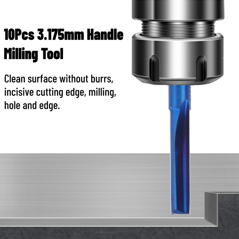  [AUSTRALIA] - 10Pcs 3.175mm CNC Router Carbide 2-Flute Straight Nano Blue Coating End Mill, Handle Milling Tool for Processing Wood