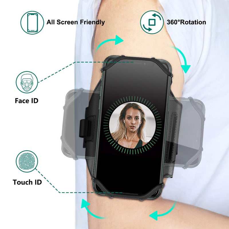 VUP Upgraded Running Armband Detachable & 360°Rotation with AirPods/AirPods Pro Holder Phone Armband for iPhone, Samsung, All Screen Friendly Fits All 4-6.7 Inch Smartphones for Running Biking (Black) Black - LeoForward Australia