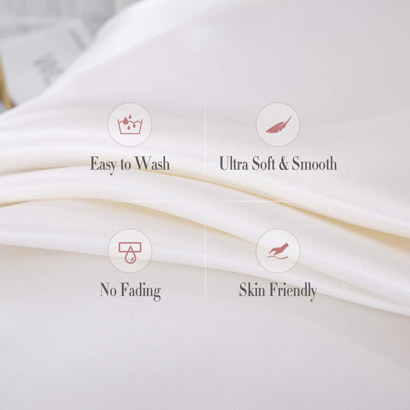  [AUSTRALIA] - BEFIR 100% Mulberry Silk Pillowcase for Hair and Skin - Both Sides Feature Genuine Nature Pure Silk, Super Soft and Breathable Pillow Covers with Hidden Zipper - King Size, Ivory