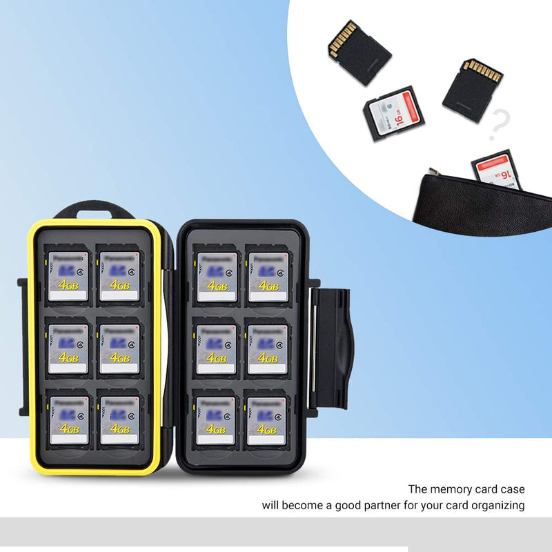12 Slots SD Card Case Holder, SD Card Holder SD Card Organizer SD Card Storage Water-Resistant Anti-Shock SD/SDHC/SDXC Card Holder Storage with Carabiner - LeoForward Australia