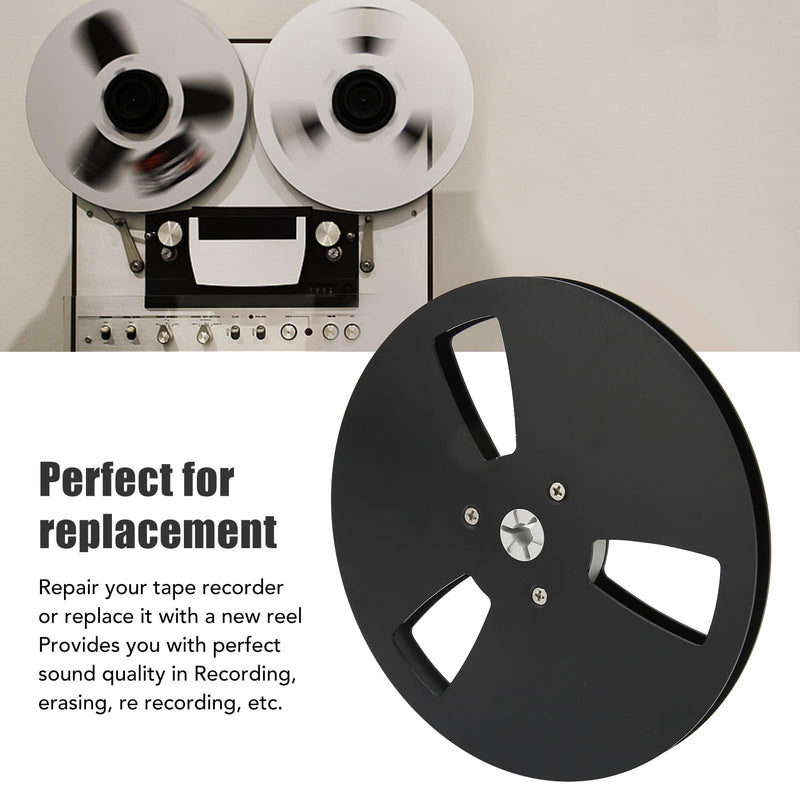  [AUSTRALIA] - 1/4 7 Inches Takeup Reel, Open Reel Audio Aluminum Alloy Takeup Reel, 3 Holes Wind Resistance Holes, 1/4 7 Inch Empty Tape Reel for Recording for Nab Black