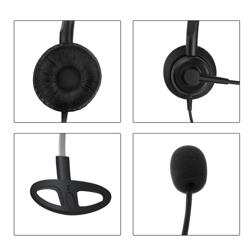  [AUSTRALIA] - Phone Headsets RJ9 with Noise Cancelling Microphone, Corded Office Telephone Headset Compatible with Polycom VVX201 VVX250 VVX350 VVX311 VVX310 VVX400 VVX410 VVX411 VVX500 Landline Phones Black