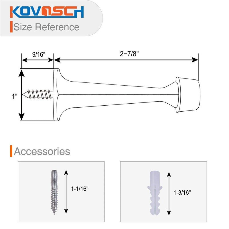  [AUSTRALIA] - KOVOSCH Solid Rigid Door Stops with Soft Rubber Tips - Heavy Duty Durable Door Stoppers Wall Protector（Satin Nickel,2 Pack） Satin Nickel