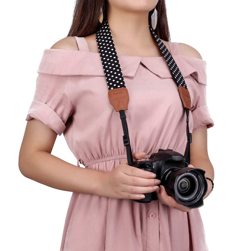  [AUSTRALIA] - Eorefo Camera Strap Women Camera Neck Strap Shoulder Belt Strap for Compact Digital Camera, Mirrorless Camera, Small DSLR Camera, Instant Camera.(Black) Black