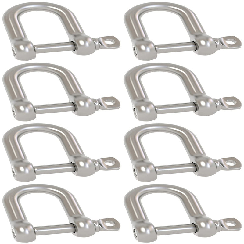  [AUSTRALIA] - 8 Pcs 1/4 Inch 6mm Screw Pin Anchor Shackle 304 Stainless Steel D Ring Shackle for Connection Chain and Wire Rope
