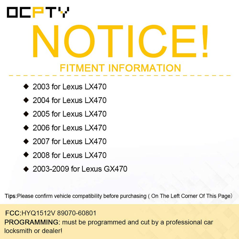 OCPTY 1X Uncut Keyless Entry Remote Control Key Fob Transmitter Replacement for 2003-2008 Lexus LX470/ 2003-2009 Lexus GX470 HYQ1512V 89070-60801 - LeoForward Australia