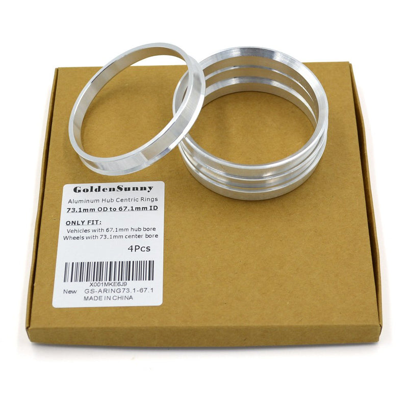 GoldenSunny 73.1mm OD to 67.1mm ID Hub Centric Rings, Silver Aluminum Hubcentric Rings for Many Hyundai Mitsubishi Kia Mazda, Pack of 4 - LeoForward Australia