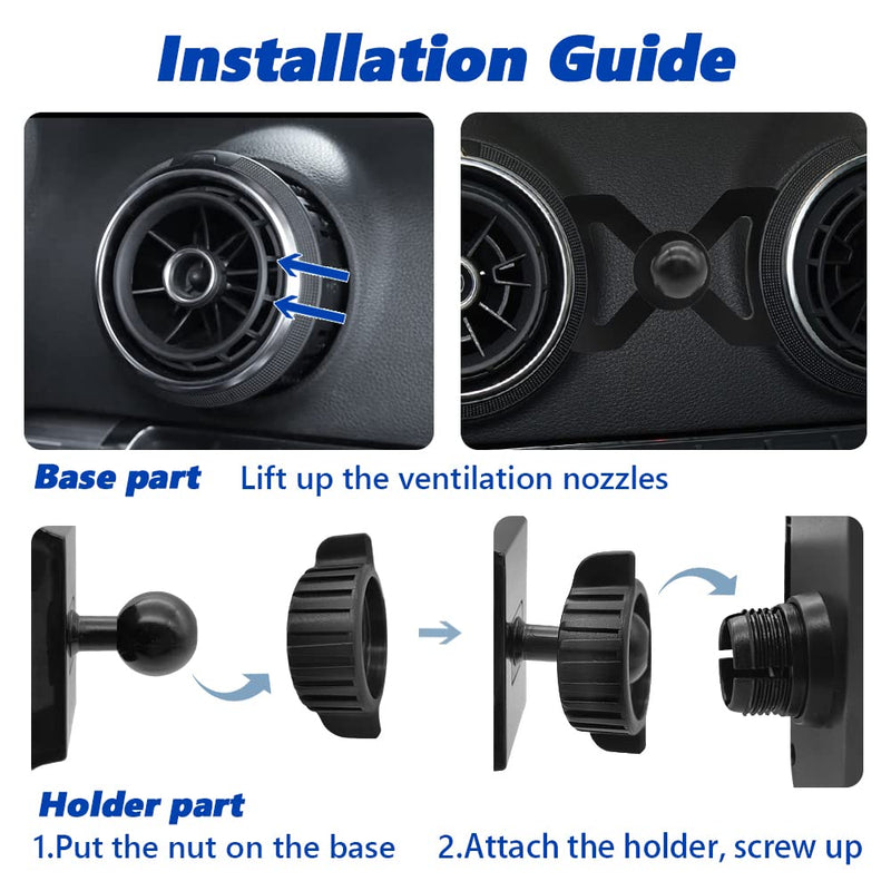  [AUSTRALIA] - JOCUNDLY Car Phone Mount for 2014-2020 Audi A3 S3 RS3 8V [Thick Case Friendly] Mobile Phone Holder Cell Navigation Bracket Air Vent Auto Accessories Cradles, All Phones (Metal Base) Metal base