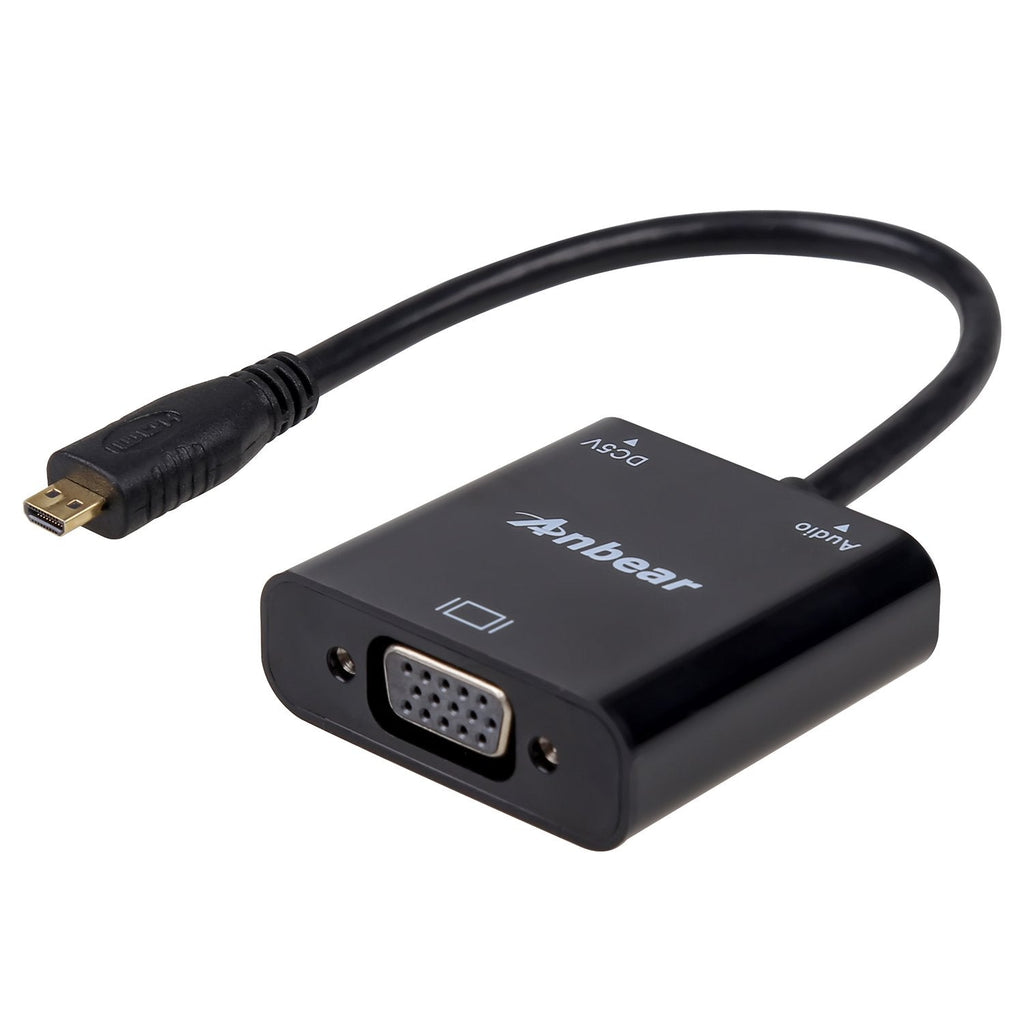  [AUSTRALIA] - Anbear Micro HDMI to VGA(Male to Female) Video Converter Adapter Gold Plated 1080p with 3.5mm Audio