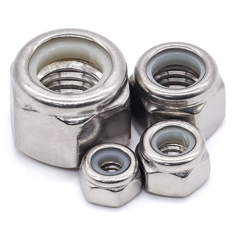  [AUSTRALIA] - Glvaner #10-24 Thread Size Stainless Steel Hex Locknuts with White Nylon Insert 304 Stainless Steel 18-8 100 Pack #10-24 ( 100 pcs)