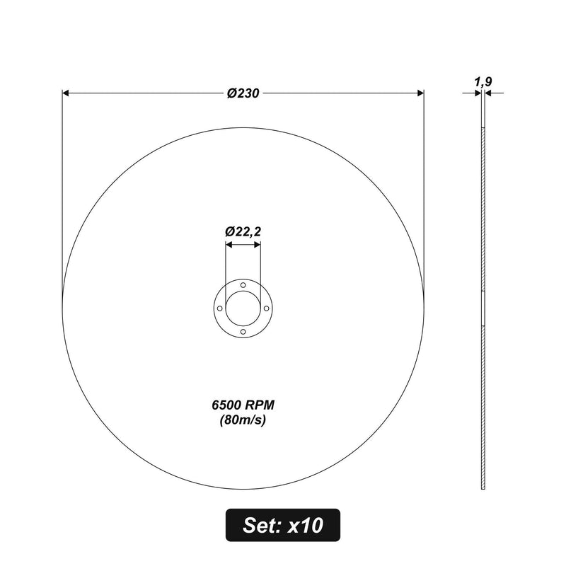  [AUSTRALIA] - 10x cutting disc 230 mm bore 22.23 mm for INOX metal stainless steel angle grinder metal cutting disc