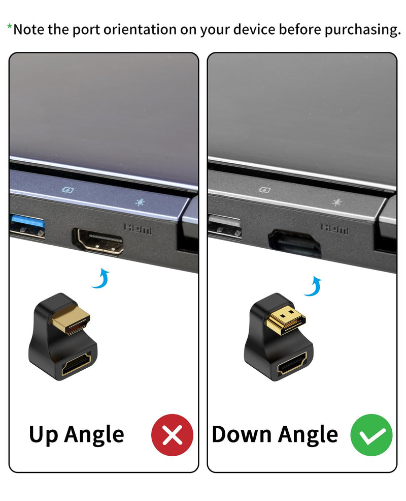  [AUSTRALIA] - Poyiccot 8K HDMI U Shape Adapter, 180 Degree HDMI Adapter, Down Angle HDMI 2.1 Extender Adapter 48Gbps HDMI Male to Female Extension Adapter with LED Indicator for HDTV, PS5, Laptop, 1pack