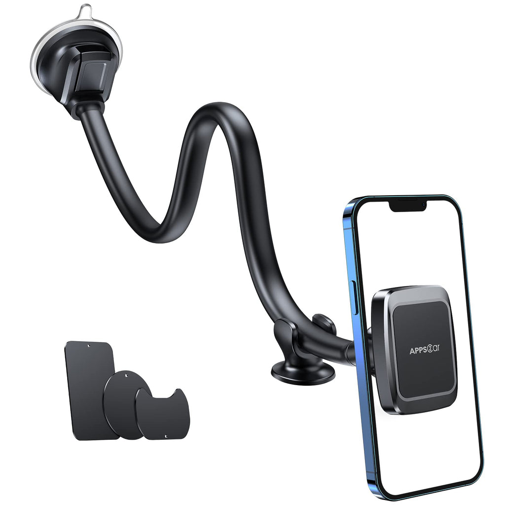  [AUSTRALIA] - APPS2Car Magnetic Car Phone Mount with 13-inch Flexible Long Arm & 6 Strong Magnets, Anti-Shake Cell Phone Holder for Truck Car Windshield Dashboard, Strong Suction Car Mount for iPhone Smartphones